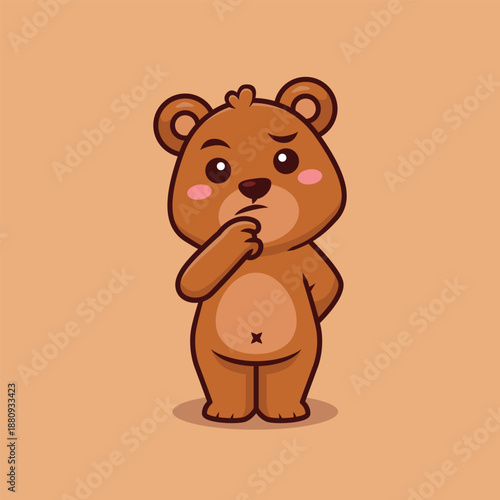 Cute Bear Thinking Vector Illustration Cartoon Character. Suitable for Education and School Children.