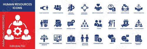 Human Resources Fill Color Icon Set Employee Profile Concepts