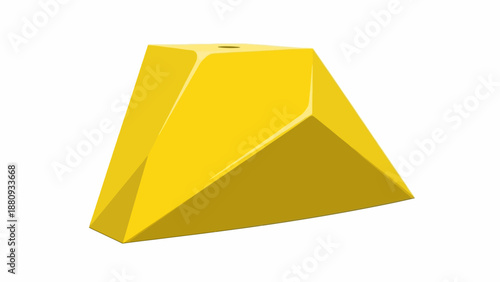 Geometric gold shape with facets and a hole at the top