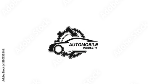 Automobile industry logo with car and gear elements
