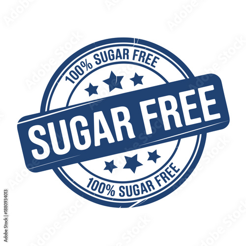 Sugar free logo with blue stars and text on white background