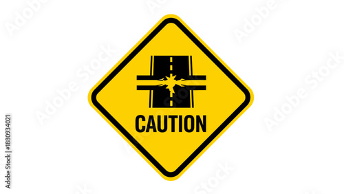 Caution sign for traffic accident at intersection