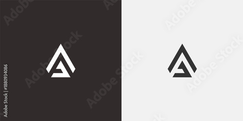 Striking angular logo on split background