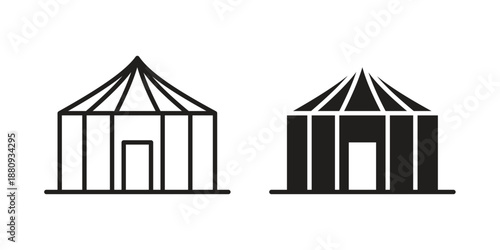Circus tent icons with different styles. Vector logo illustration simple design.
