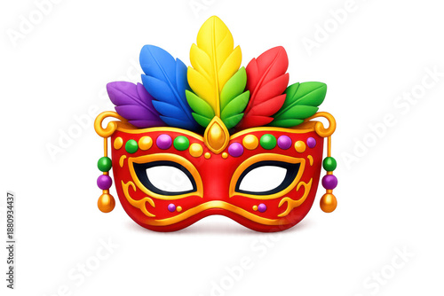 Vibrant spanish carnival mask featuring colorful feathers for festive design and decoration
