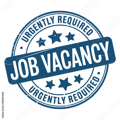 Urgently required job vacancy announcement with stars in a circular stamp format