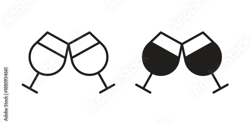 Clinking glasses icons with different styles. Vector logo illustration simple design.