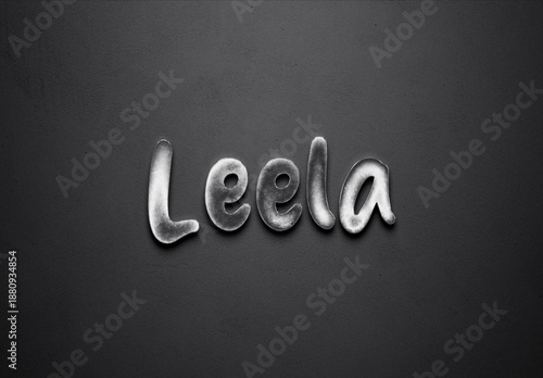фотографія Chrome metal 3D Hindi name design of Leela on grey background.