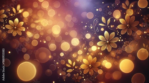 Soft focus background video of warm golden bokeh lights over deep purple twilight creating dreamy elegant and calm atmospheric mood