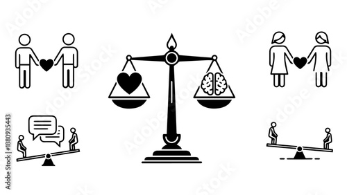 Balancing justice and equality isolated on white background, Vector