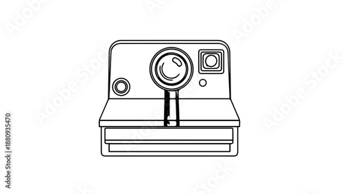 Vintage instant camera isolated on white background, Vector