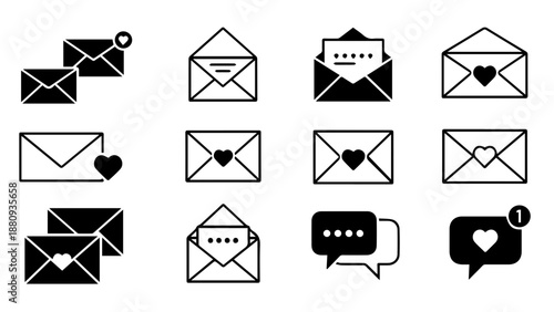 Various communication icons isolated on white background, Vector