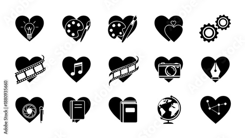 Collection of symbolic hearts isolated on white background, Vector