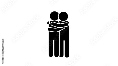 Two people embracing warmly isolated on white background, Vector
