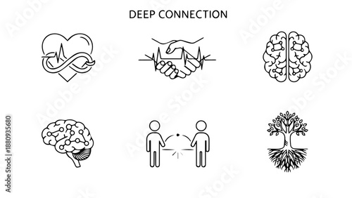 Illustrations of deep connection concepts isolated on white background, Vector