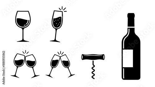 Celebrating with wine isolated on white background, Vector