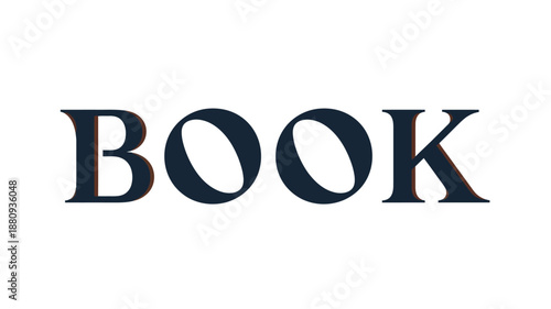 Large dark lettering spelling book against a bright white background silhouette