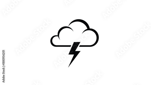 Dark cloud with a lightning bolt simple weather icon silhouette