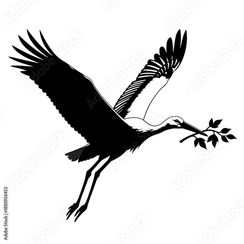 silhouette of a stork