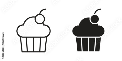 Cupcake icons with different styles. Vector logo illustration simple design.