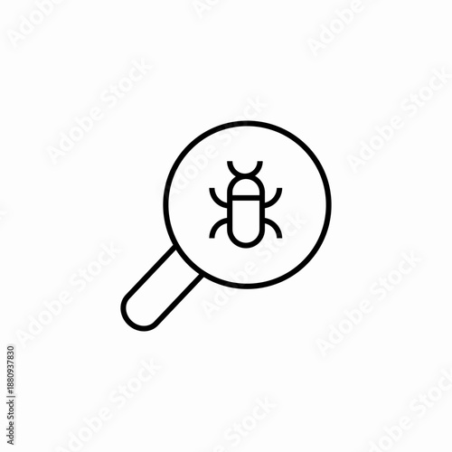 magnifying glass bug icon sign vector