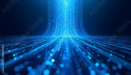 Futuristic Abstract Technology Background with Luminous Blue Data Streams