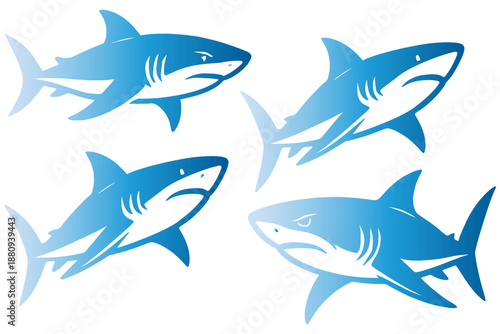 set of sharks,
Detailed Shark Illustrations in Vector Style