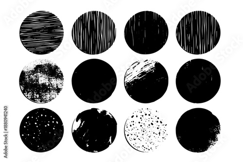 Abstract Ink Circle Shape Vector Set: Grungy Frames and Coffee Stains.