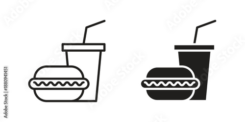 Fast food icons with different styles. Vector logo illustration simple design.