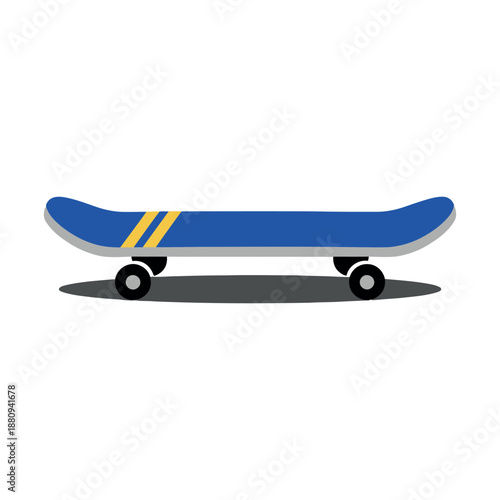 Side view skateboard illustration in flat style, isolated on white background, clean modern design.