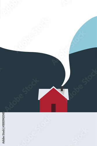 Norway. poster. tourist postcard. scandinavian houses. vector illustration
