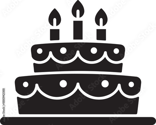 Birthday cake icon silhouette