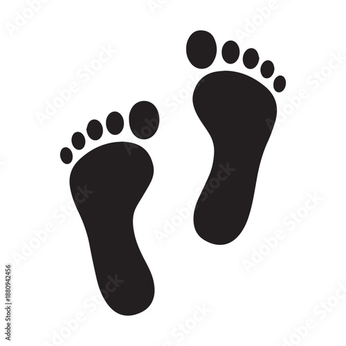 Two footprint  foot print flat icon for apps and websites on white background  single icon silhouette vector 