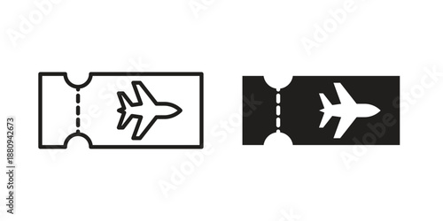 Flight tickets icons with different styles. Vector logo illustration simple design.