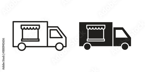 Food truck icons with different styles. Vector logo illustration simple design.