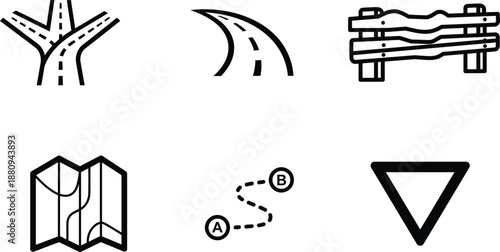 set of road and map navigation icons  signs and symbols