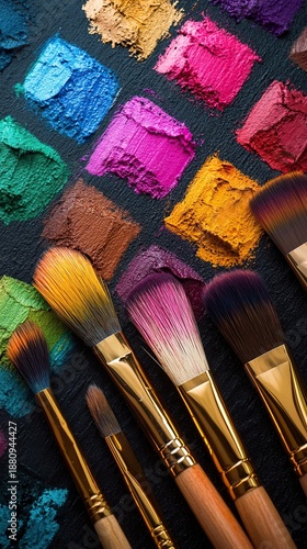 Closeup Colorful Paintbrushes Creativity Diversity Art Tools Dark Surface