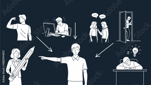 Professional woman celebrating success in modern office with city skyline view at sunset