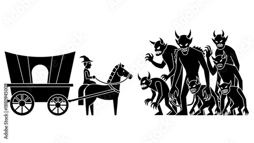 Minimalist UFO and alien icons floating in dark cosmic space with stars and moon