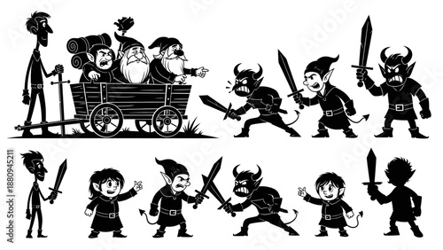 Pixel art game characters and icons set with fantasy RPG elements and emotions