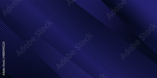 Modern dark blue banner background with geometric diagonal overlay and glowing lines. Vector illustration