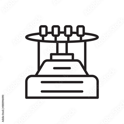 Knitting machine icon symbolizing automated textile production and garment manufacturing, representing circular knitters, apparel hosiery technology, mechanical yarn looping, and fabric engineering.