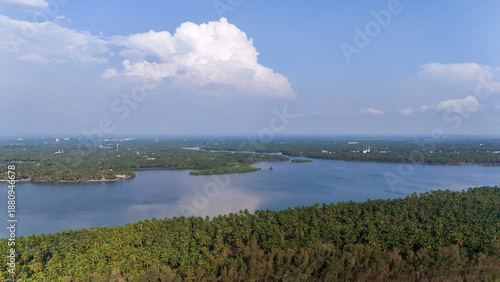 Wallpaper Mural Stunning wide-angle landscape of the Kerala backwaters with perfect water reflections of coconut palms and clouds. Torontodigital.ca