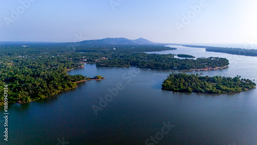 Wallpaper Mural Serene landscape calm waters of Kavvayi, captured by drone. Torontodigital.ca