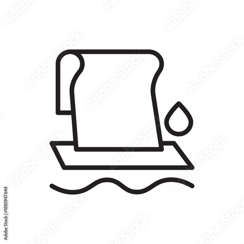 Textile finishing icon symbolizing fabric post-treatment and garment refinement, representing chemical coating, apparel performance enhancement, water-repellent textiles, and material wet processing.