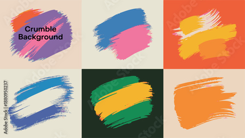 Abstract Digital Art Composition Six Vibrant Brushstroke Backgrounds on Square Canvases