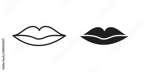 Lips icons with different styles. Vector logo illustration simple design.