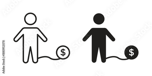 Man with debt icons with different styles. Vector logo illustration simple design.