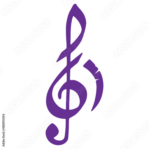 Purple Treble Clef Symbol Isolated on Transparent Background for Musical Designs and Composing