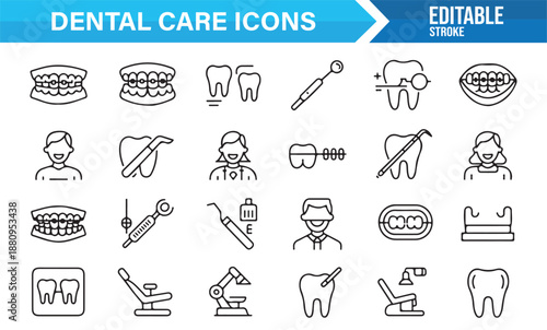 Pool cleaning and equipment outline icon set